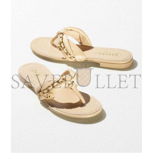 CHANEL SANDALS 		LAMBSKIN & METAL			BEIGE G38210 X56564 0N719