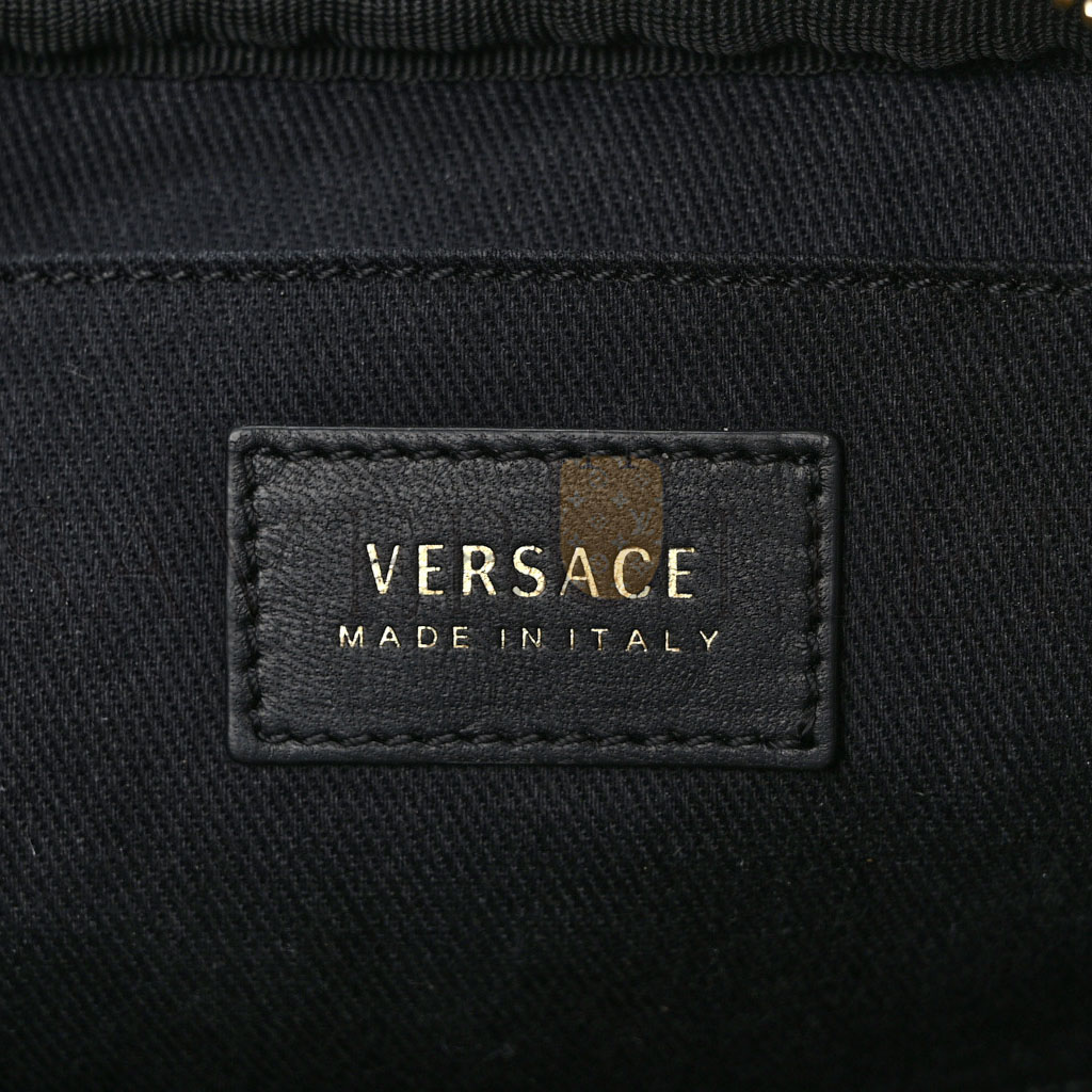 VERSACE NAPPA BAROCCO QUILTED VANITAS MEDEA BELT BAG BLACK  (20*10*5cm)