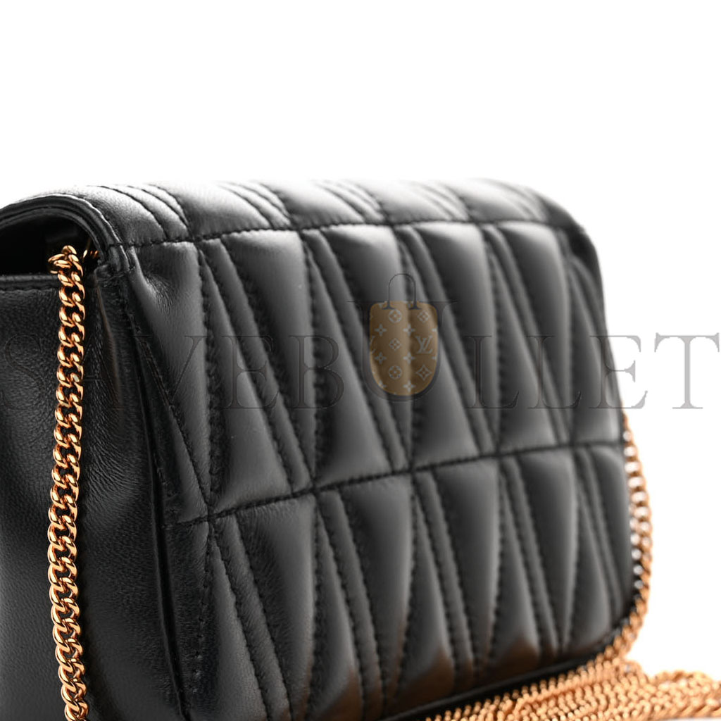 VERSACE NAPPA QUILTED VIRTUS V EVENING BAG BLACK (17*10*4cm)