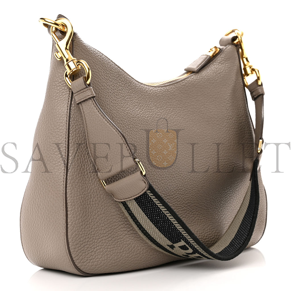 PRADA VITELLO DAINO HOBO CLAY GREY (30*25*8cm) PRADA VITELLO DAINO HOBO CLAY GREY (30*25*8cm)