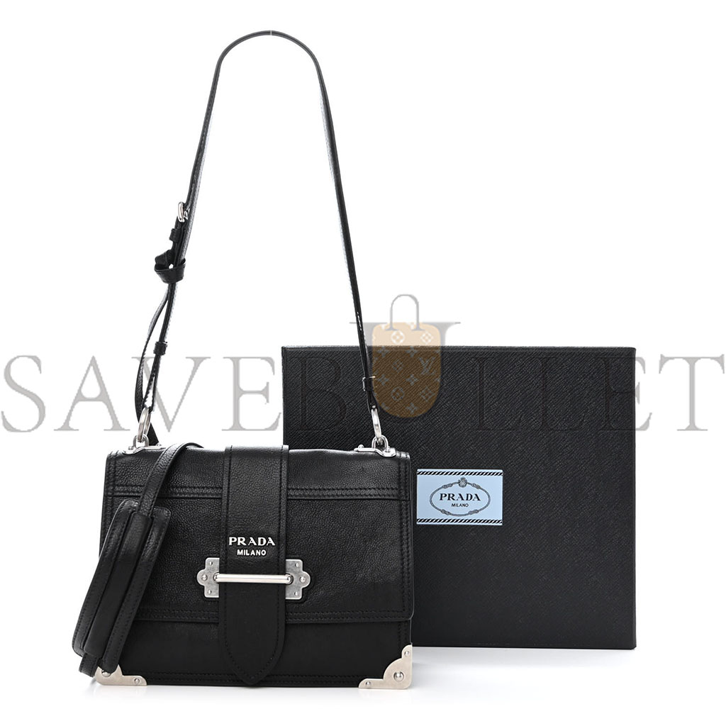 PRADA GLACE CALFSKIN LARGE SOFT CAHIER BAG BLACK (23*17*8cm) PRADA GLACE CALFSKIN LARGE SOFT CAHIER BAG BLACK (23*17*8cm)