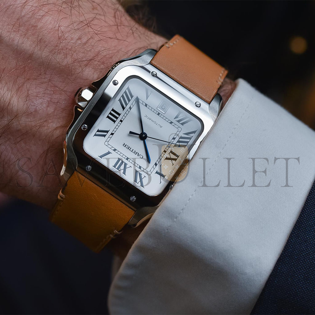 CARTIER SANTOS 39.8MM LEATHER WATCH WSSA0018