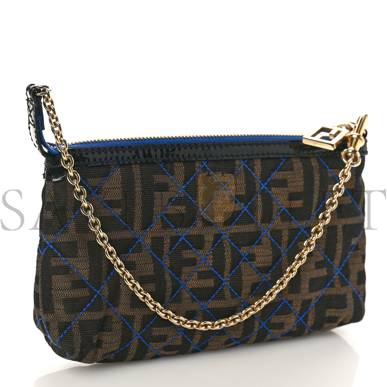 FENDI ZUCCA QUILTED POCHETTE TOBACCO BLUE (20*11*4cm)