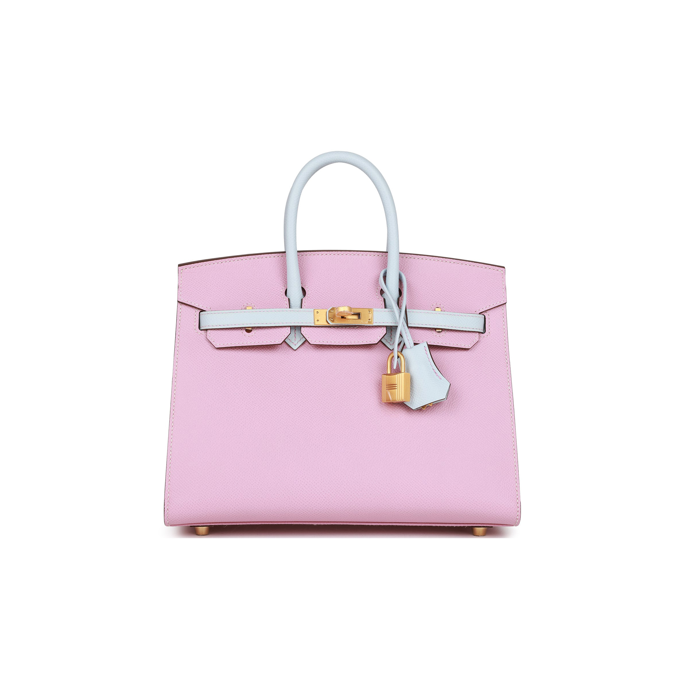 HERMES MASTER BIRKIN 25 EPSOM LEATHER 3Q PINK HAZE BLUE GOLD BUCKLE 4328054179 (25*20*13cm)