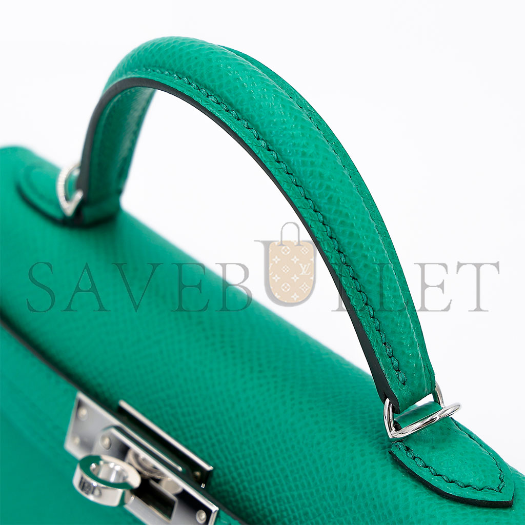 HERMES KELLY 20 EPSOM VERT JADE HANDBAG H083850CKAB (19*12.5*5.5 cm)