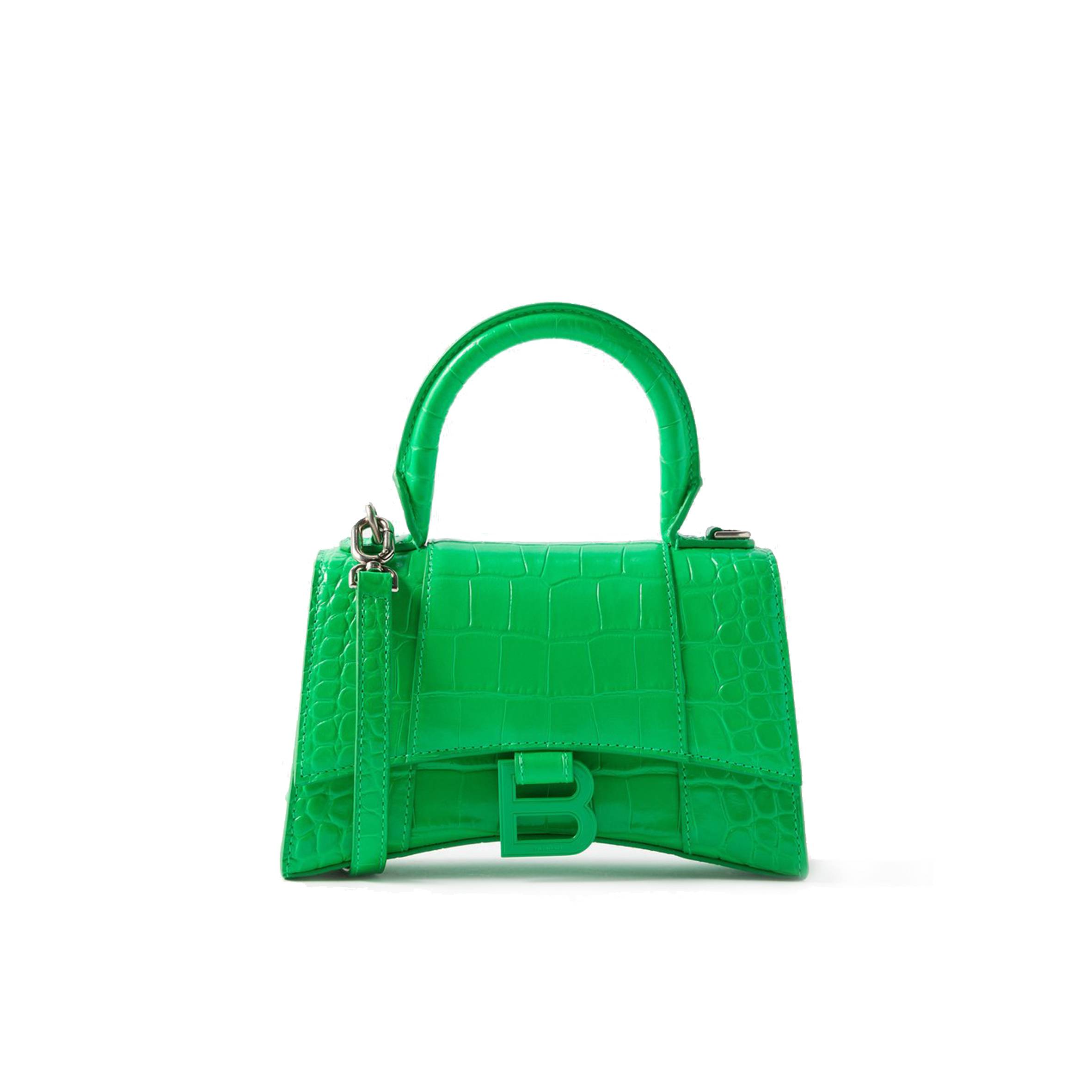 BALENCIAGA GREEN HOURGLASS XS CROC-EFFECT LEATHER CROSS-BODY BAG MATCHESFASHION US (19*12.1*7.6cm)