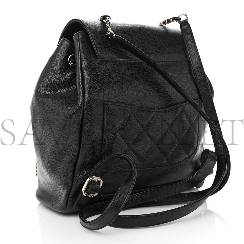 CHANEL CAVIAR QUILTED BUSINESS AFFINITY BACKPACK BLACK ROSE GOLD HARDWARE (23*23*15cm)