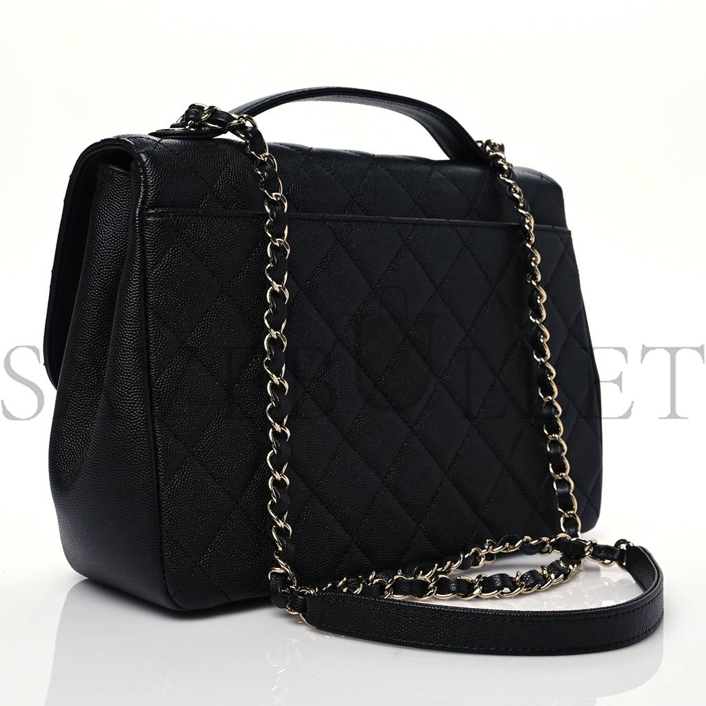 CHANEL CAVIAR QUILTED LARGE BUSINESS AFFINITY FLAP BLACK ROSE GOLD HARDWARE (27*19*9cm)