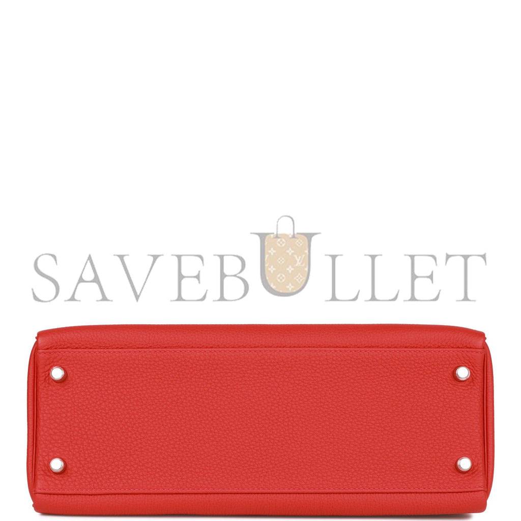 HERMES KELLY RETOURNE 32 GERANIUM TOGO PALLADIUM HARDWARE (32*23*10.5cm)