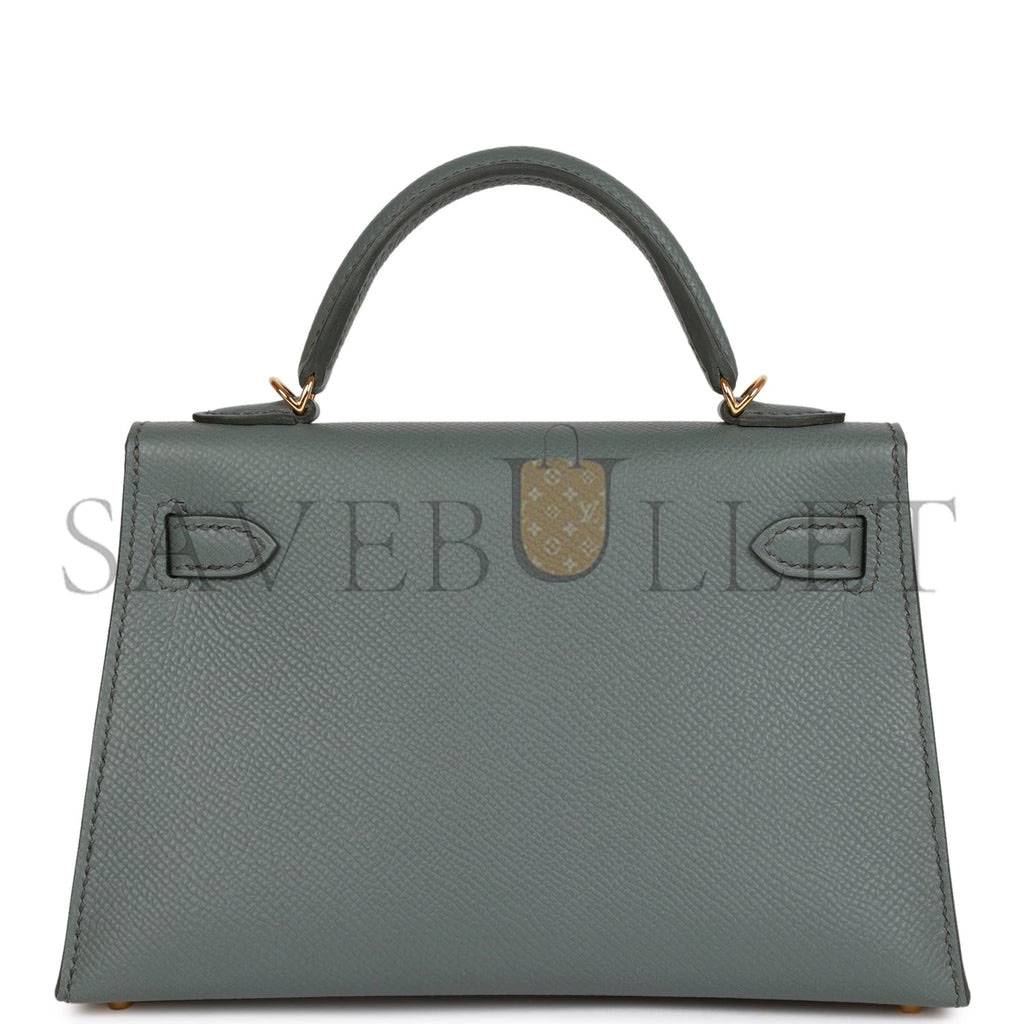 HERMES MINI KELLY SELLIER 20 VERT AMANDE EPSOM GOLD HARDWARE (19*12*5.5cm)