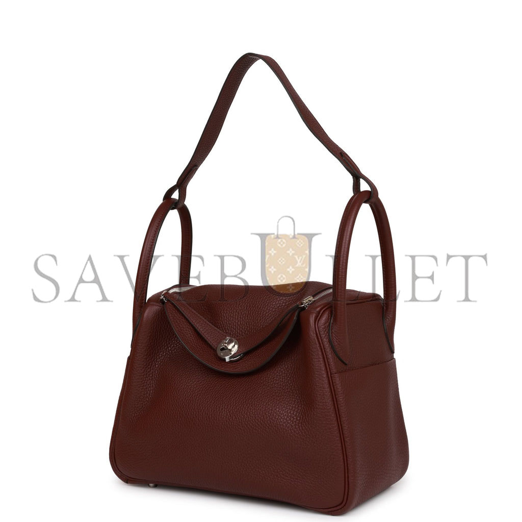 HERMES LINDY 30 BORDEAUX CLEMENCE PALLADIUM HARDWARE (30*19*16cm) HERMES LINDY 30 BORDEAUX CLEMENCE PALLADIUM HARDWARE (30*19*16cm)