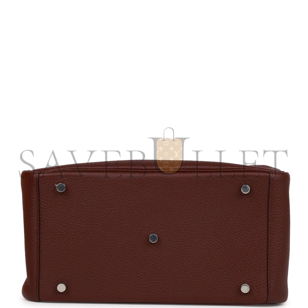 HERMES LINDY 30 BORDEAUX CLEMENCE PALLADIUM HARDWARE (30*19*16cm) HERMES LINDY 30 BORDEAUX CLEMENCE PALLADIUM HARDWARE (30*19*16cm)