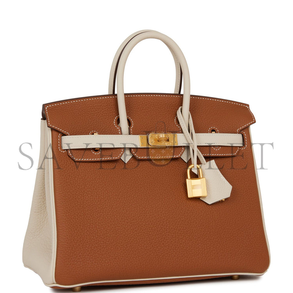 HERMES SPECIAL ORDER (HSS) BIRKIN 25 GOLD AND CRAIE TOGO BRUSHED GOLD HARDWARE HANDMADE (25cm)