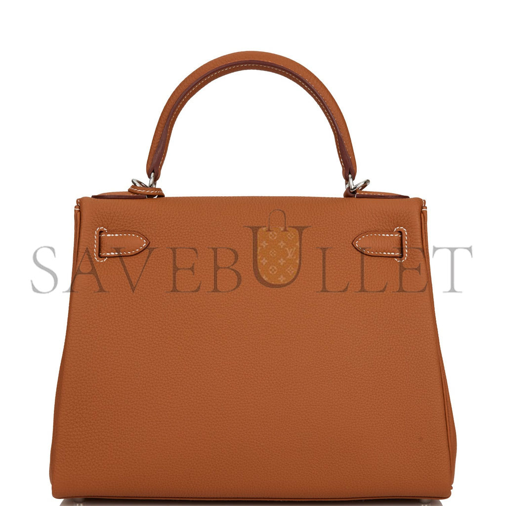HERMES KELLY RETOURNE 28 GOLD TOGO PALLADIUM HARDWARE  (28*22*10cm)