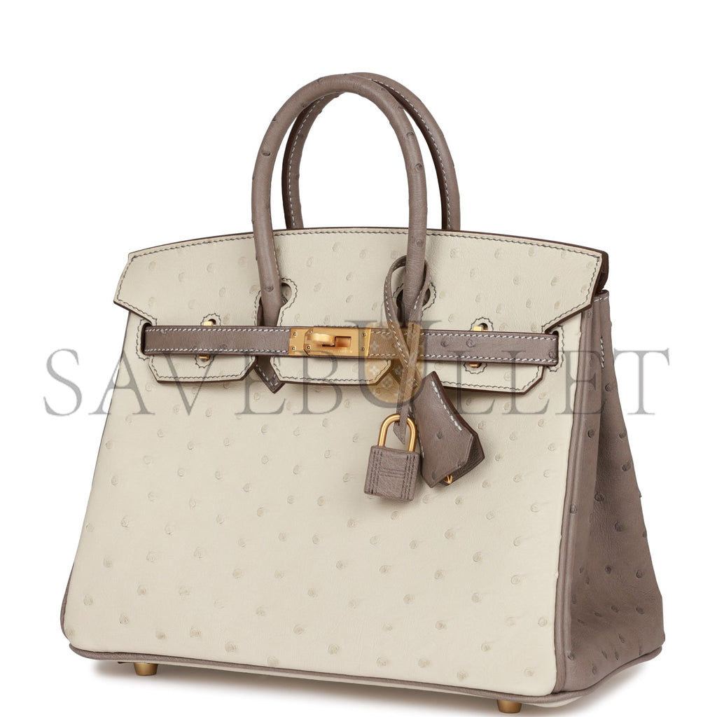 HERMES SPECIAL ORDER (HSS) BIRKIN 25 BETON AND GRIS ASPHALTE OSTRICH BRUSHED GOLD HARDWARE HANDMADE (25cm) HERMES SPECIAL ORDER (HSS) BIRKIN 25 BETON AND GRIS ASPHALTE OSTRICH BRUSHED GOLD HARDWARE HANDMADE (25cm)