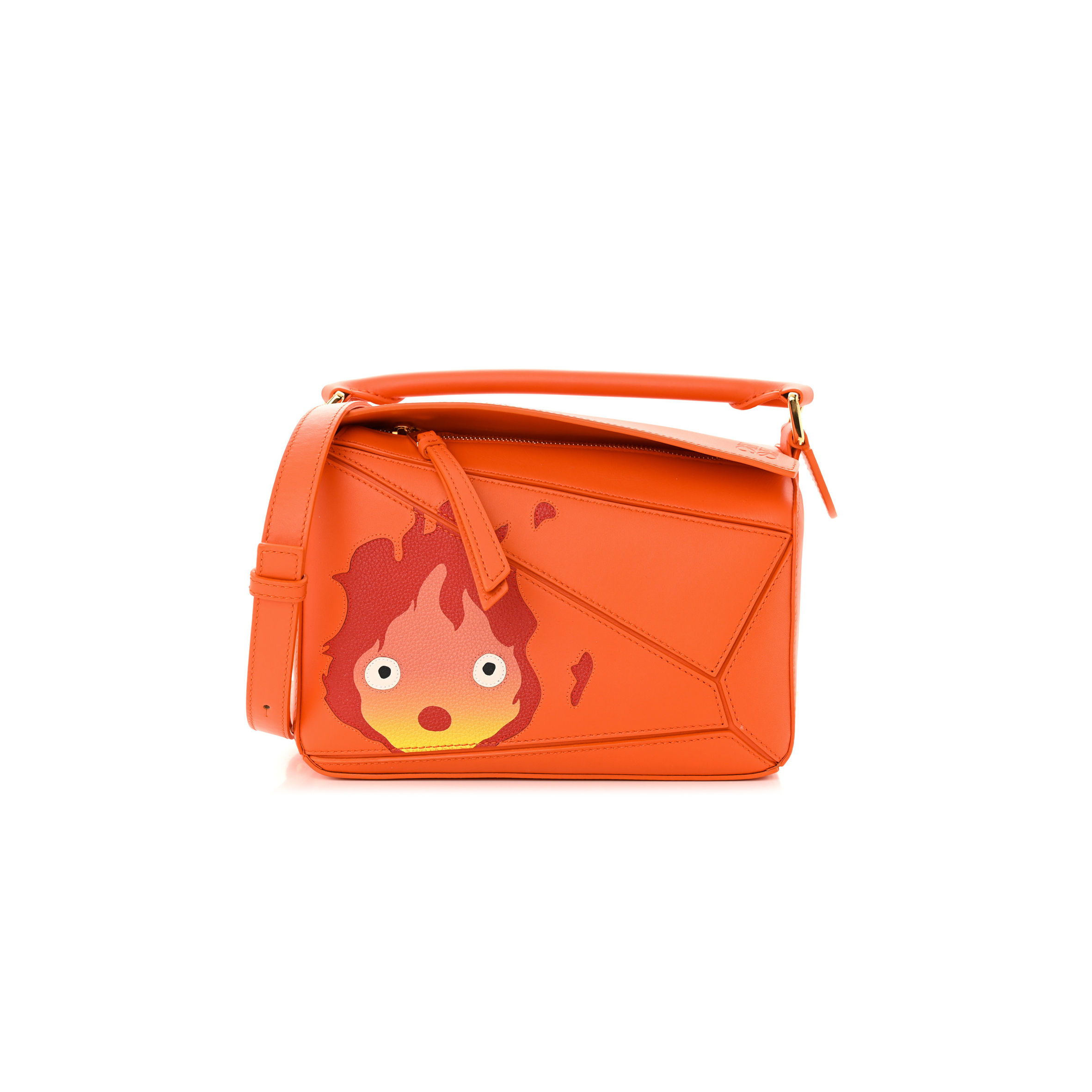 LOEWE X HOWLS MOVING CASTLE SATIN CALFSKIN SMALL CALCIFER PUZZLE ORANGE (24*16.5*10.5cm)