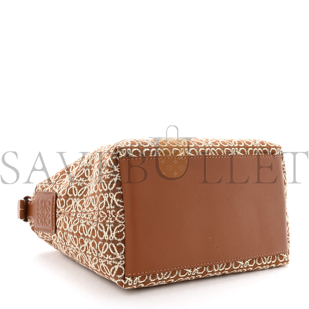 LOEWE JACQUARD ANAGRAM CALFSKIN SMALL CUBI BAG TAN PECAN (20*16*12cm)