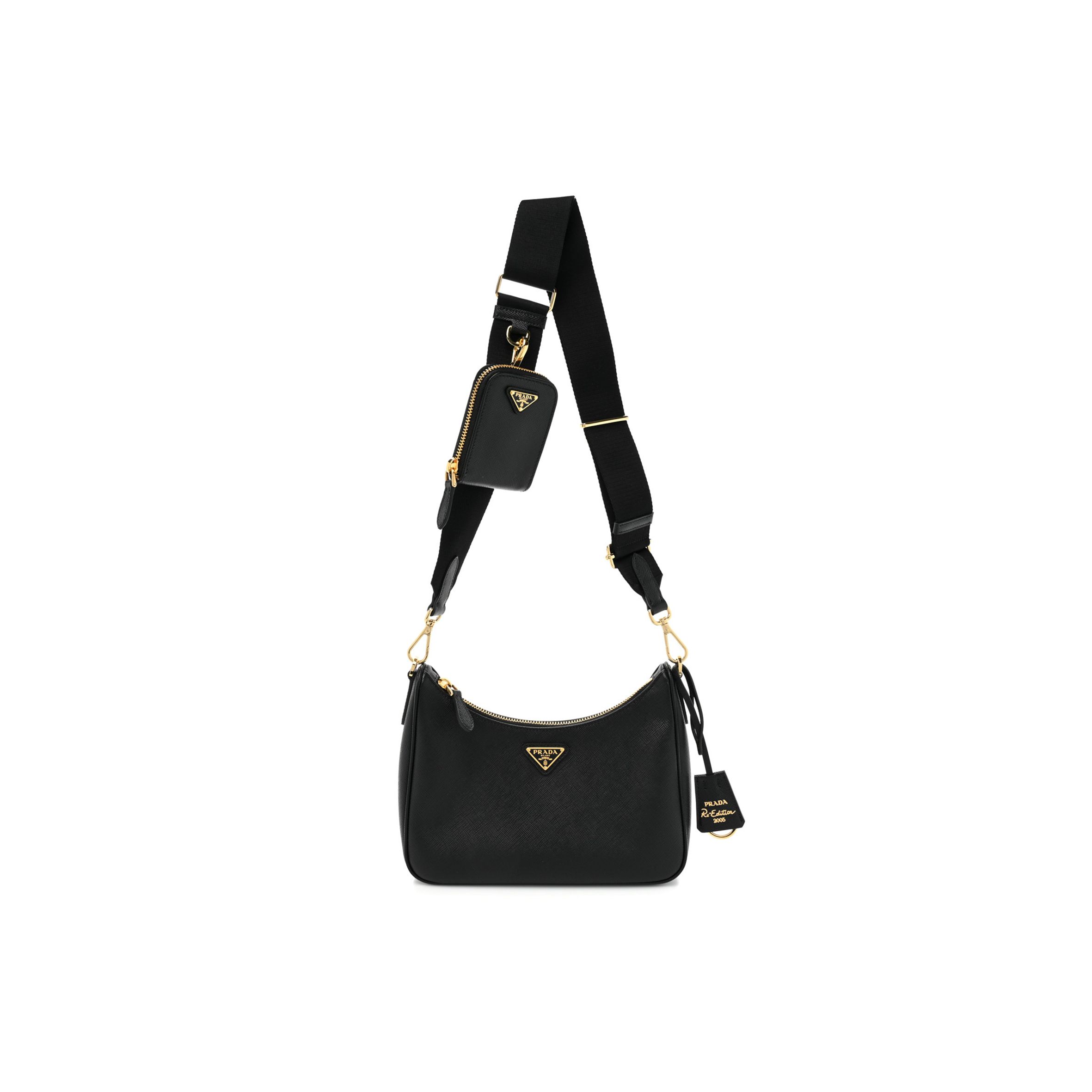 PRADA SAFFIANO LUX RE-EDITION 2005 SHOULDER BAG BLACK (22*17*6cm) PRADA SAFFIANO LUX RE-EDITION 2005 SHOULDER BAG BLACK (22*17*6cm)