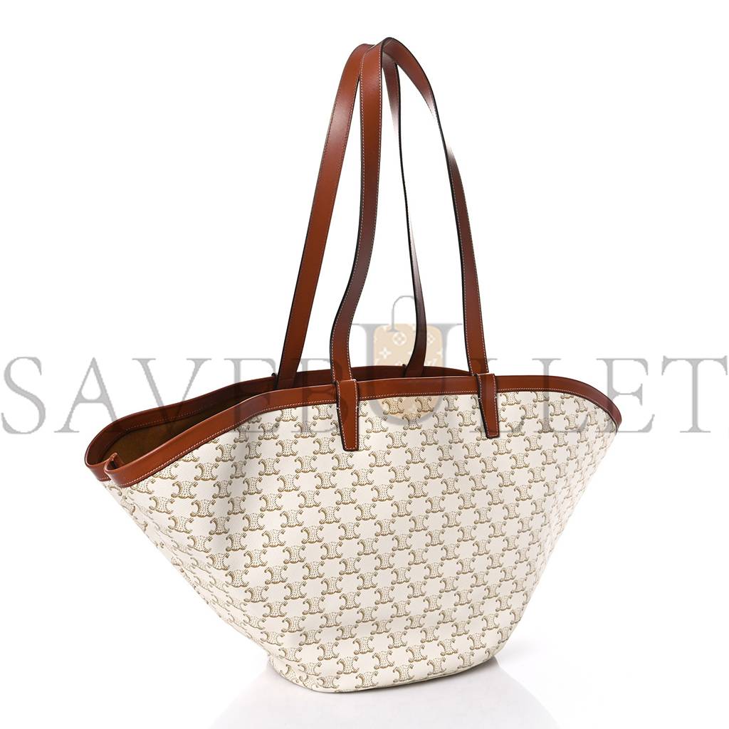 CELINE CALFSKIN CANVAS TRIOMPHE LARGE COUFFIN WHITE (31*23*20cm)