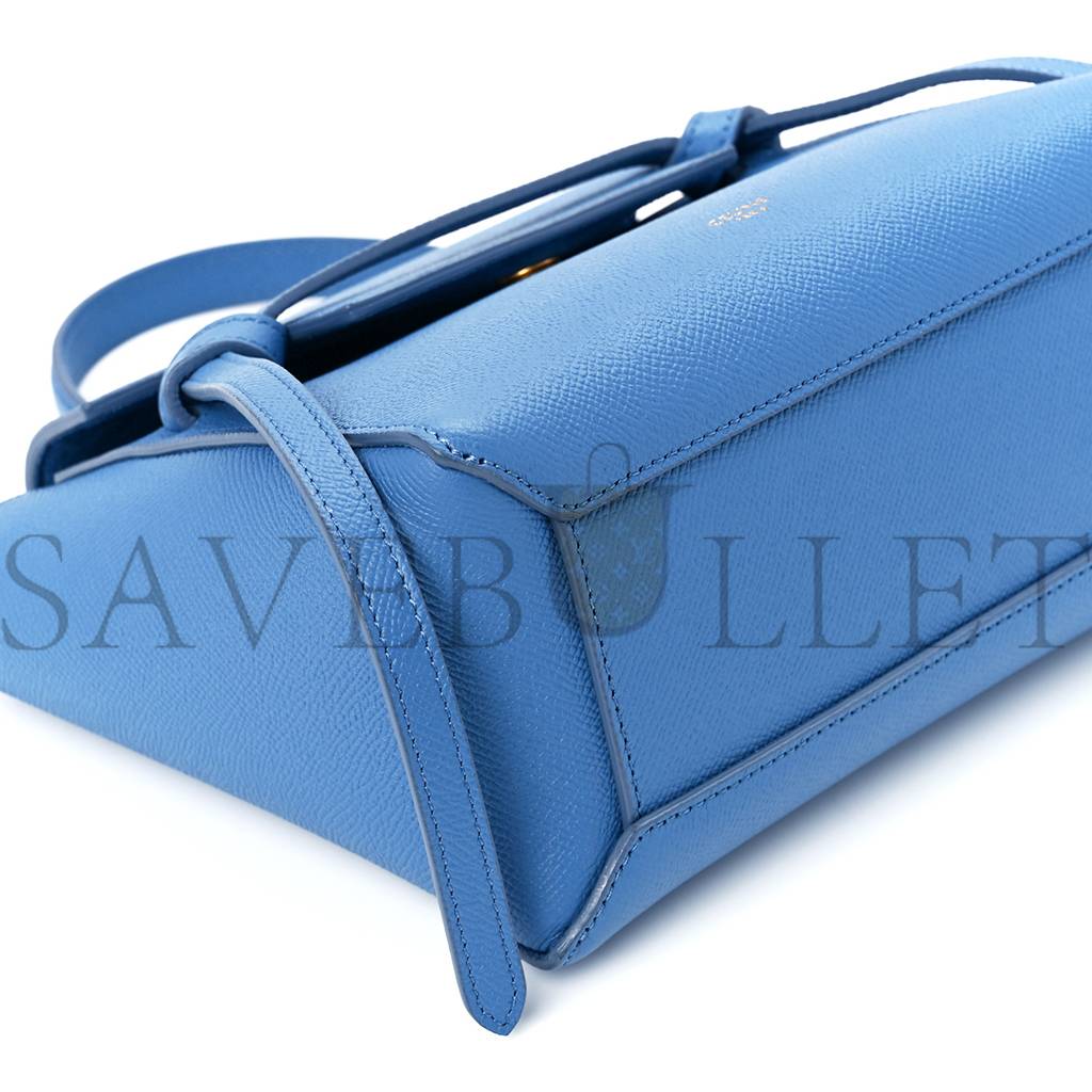 CELINE GRAINED CALFSKIN NANO BELT BAG BLUE (20*19*11cm)