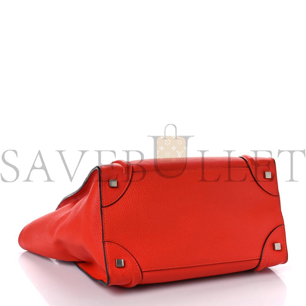 CELINE DRUMMED CALFSKIN MINI LUGGAGE VERMILLION (32*30*18cm)