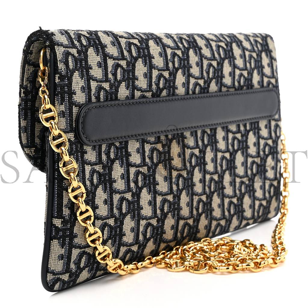 DIOR OBLIQUE MEDIUM DIORDOUBLE CHAIN BAG BLUE (28*17*1.9cm) DIOR OBLIQUE MEDIUM DIORDOUBLE CHAIN BAG BLUE (28*17*1.9cm)