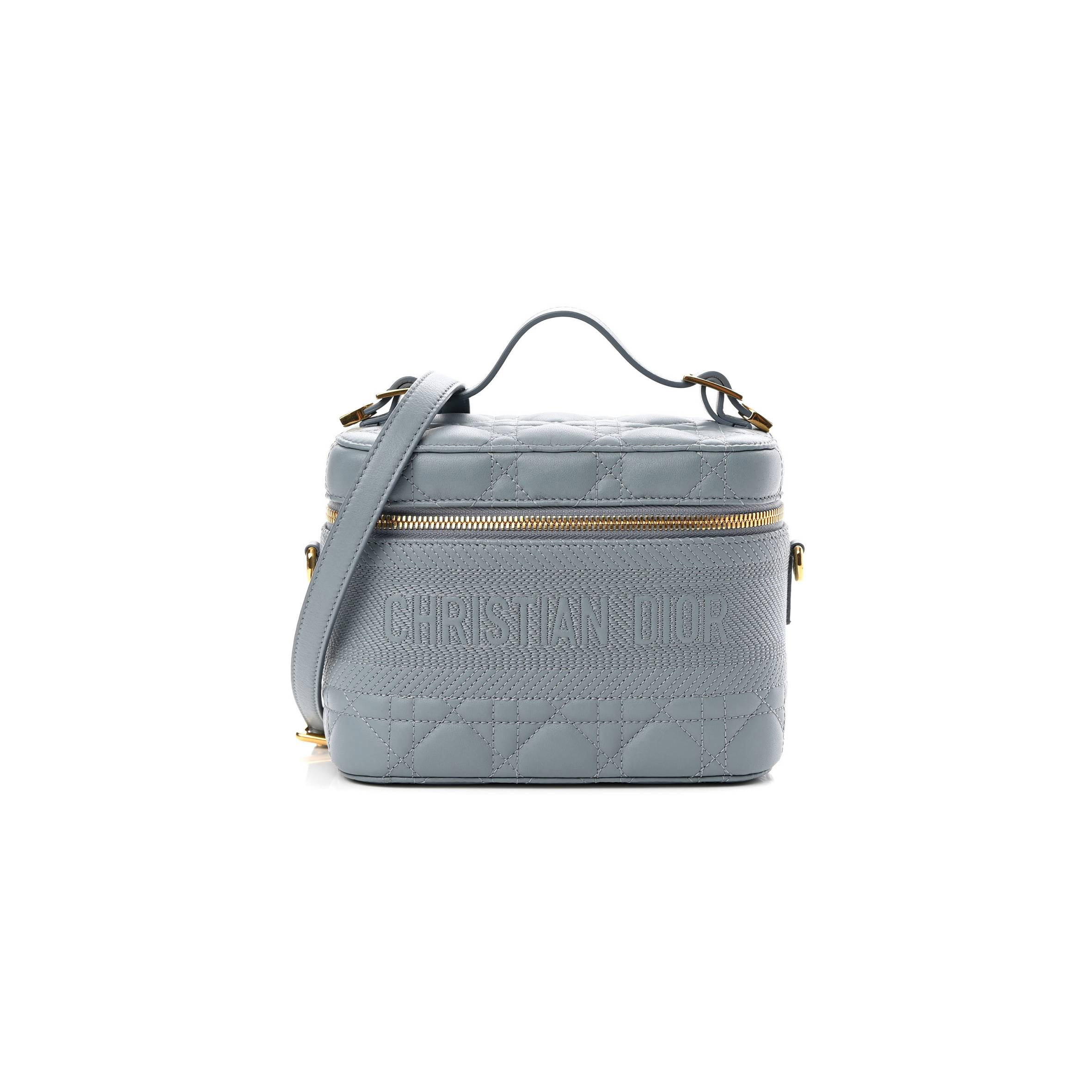 DIOR LAMBSKIN CANNAGE SMALL DIORTRAVEL VANITY CASE CLOUD BLUE (18*13*10.8cm) DIOR LAMBSKIN CANNAGE SMALL DIORTRAVEL VANITY CASE CLOUD BLUE (18*13*10.8cm)