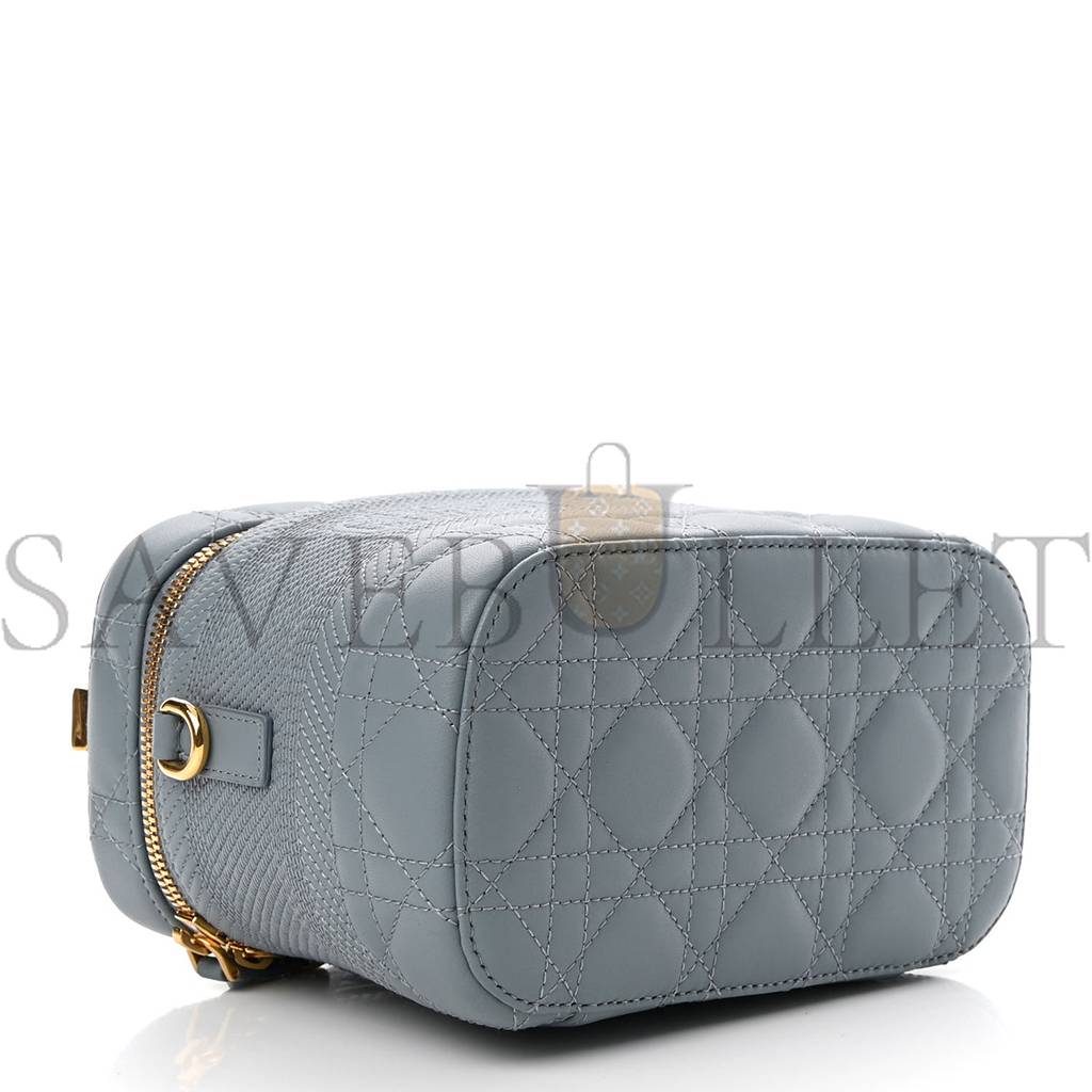 DIOR LAMBSKIN CANNAGE SMALL DIORTRAVEL VANITY CASE CLOUD BLUE (18*13*10.8cm) DIOR LAMBSKIN CANNAGE SMALL DIORTRAVEL VANITY CASE CLOUD BLUE (18*13*10.8cm)