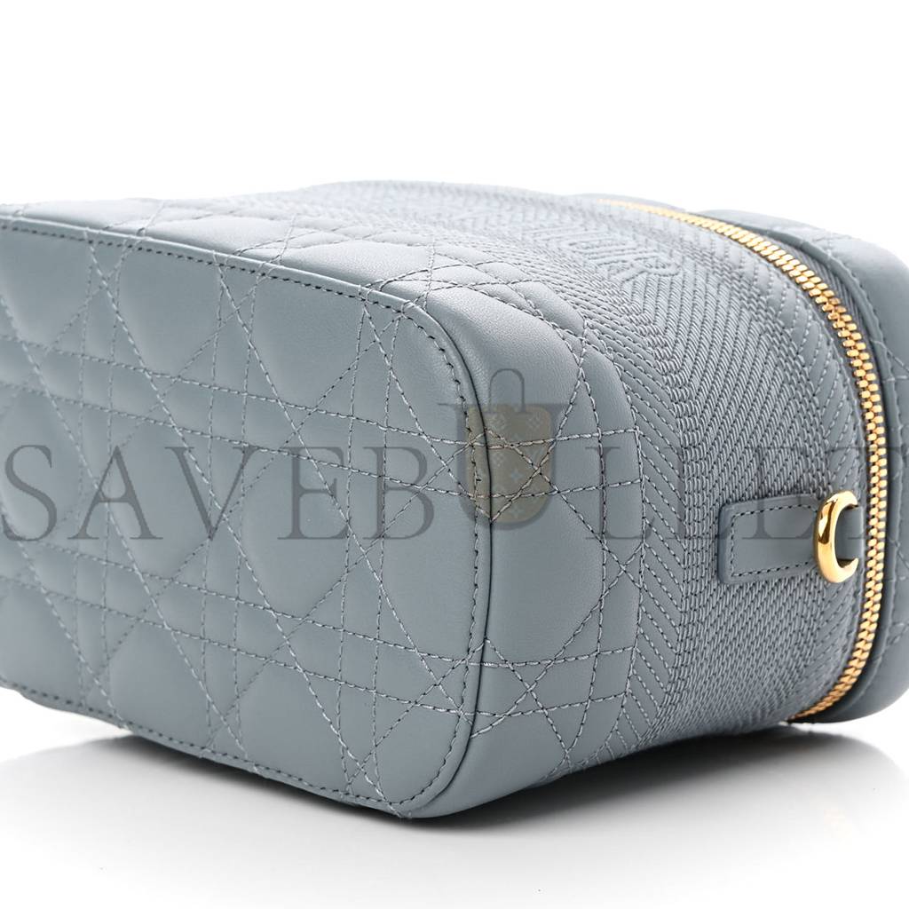 DIOR LAMBSKIN CANNAGE SMALL DIORTRAVEL VANITY CASE CLOUD BLUE (18*13*10.8cm) DIOR LAMBSKIN CANNAGE SMALL DIORTRAVEL VANITY CASE CLOUD BLUE (18*13*10.8cm)