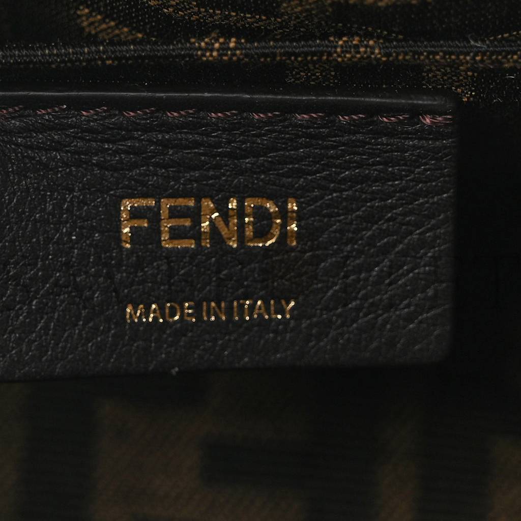 FENDI VITELLO KING PLEXIGLASS LOGO EMBOSSED MINI BY THE WAY TOP HANDLE BOSTON BAG TORTORA (18*11*8cm)